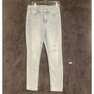 Seven7 Jeans Womens Sz 10 Tummyless High Rise Skinny Light Wash Distressed Denim